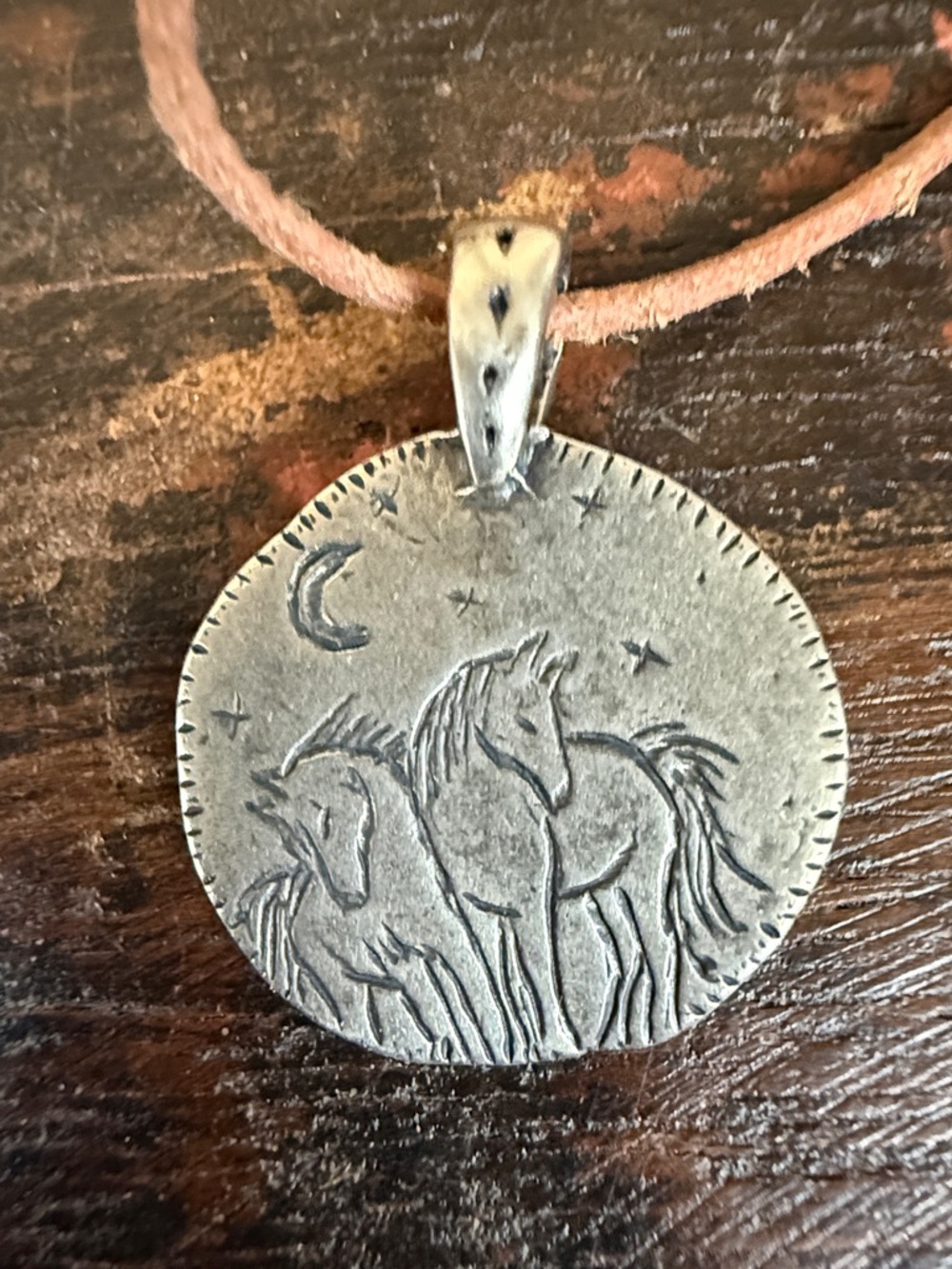 Jes MaHarry Midnight Horses Sterling Silver leather cord necklace. New with tags